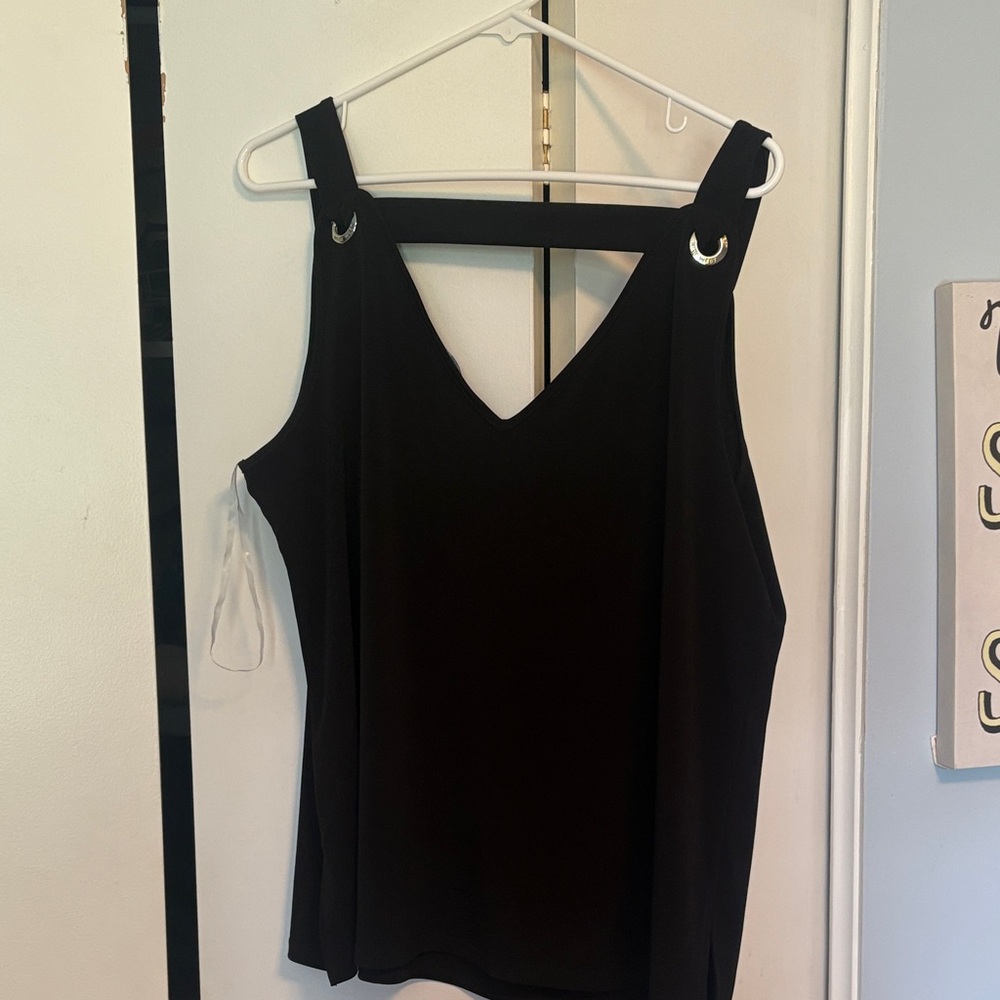 Nine West Black V-Neck Tank Top